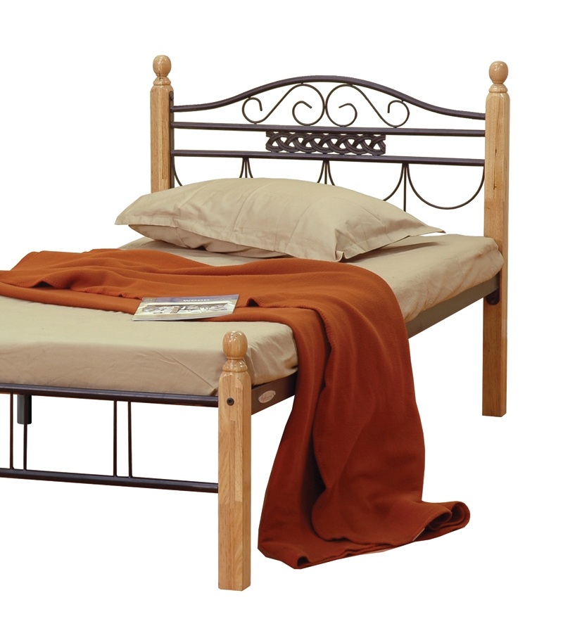 FK Single Bed with Wooden Posts by FurnitureKraft Online Single