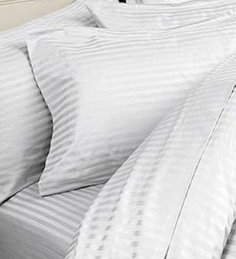 Komfi White Satin Double Bed Sheet with 2 Pillow Covers by Komfi Online
