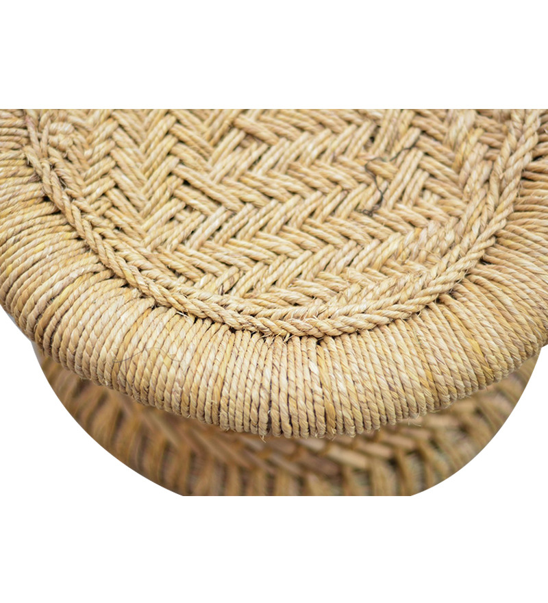 Small Thin Stool with Woven Jute Top Set of 2 by Pebbleyard by