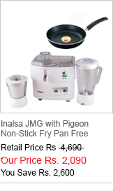 Inalsa Juicer Mixer Grinder with Pigeon Non-Stick Fry Pan Free  