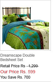 Dreamscape Green Floral Double Bedsheet Set