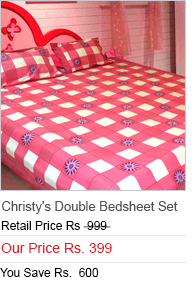 Christy's Pink Checkered N Floral Double Bedsheet Set