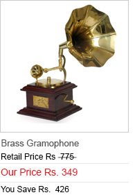 Home Sparkle Brass Square Gramophone