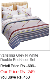 Valtellina Grey N White Double Bedsheet Set